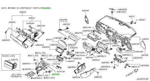 Nissan 68922-5SK0A COVER-INSTRUMENT LOWER,CENTER Nissan Leaf ZE1