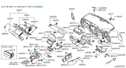 Nissan 68922-5SK0A COVER-INSTRUMENT LOWER,CENTER Nissan Leaf ZE1