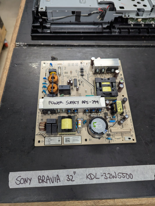 Sony Bravia APS-294 power supply board for 32-inch KDL-32W5500 TV on a dark work surface