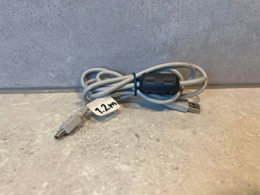 Coiled 1.2 meter USB-A to Mini USB cable with ferrite core