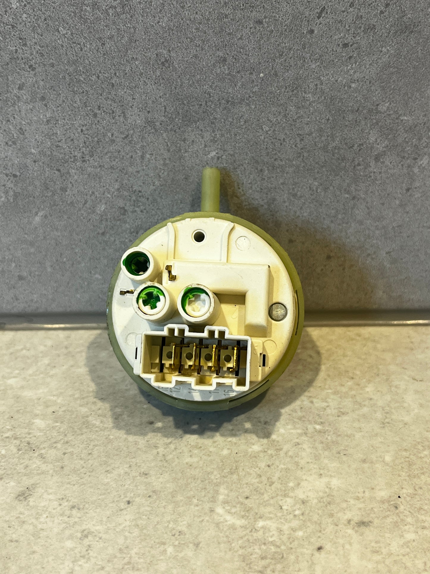 Front view of washing machine water level pressure switch