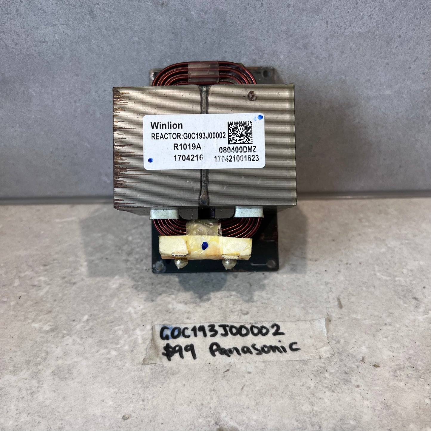 Winlion GOC193J00002 reactor coil with copper windings and product label