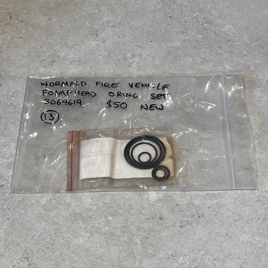 Wormald fire vehicle foamhead O-ring set in clear packaging on gray background