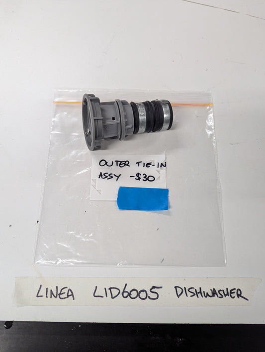Linea LID6005 Dishwasher Outer Tie-In Assembly in plastic bag with label