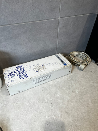 Clearwater spa ozonator device with cable on tile countertop