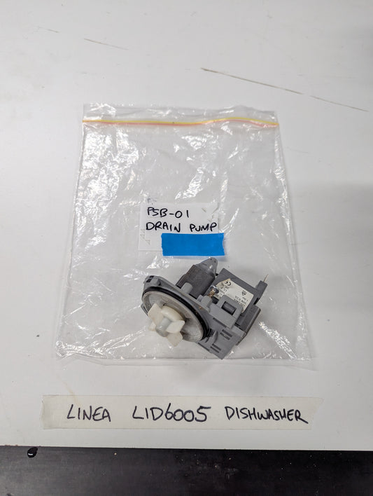 LINEA LID6005 dishwasher drain pump replacement part on white surface