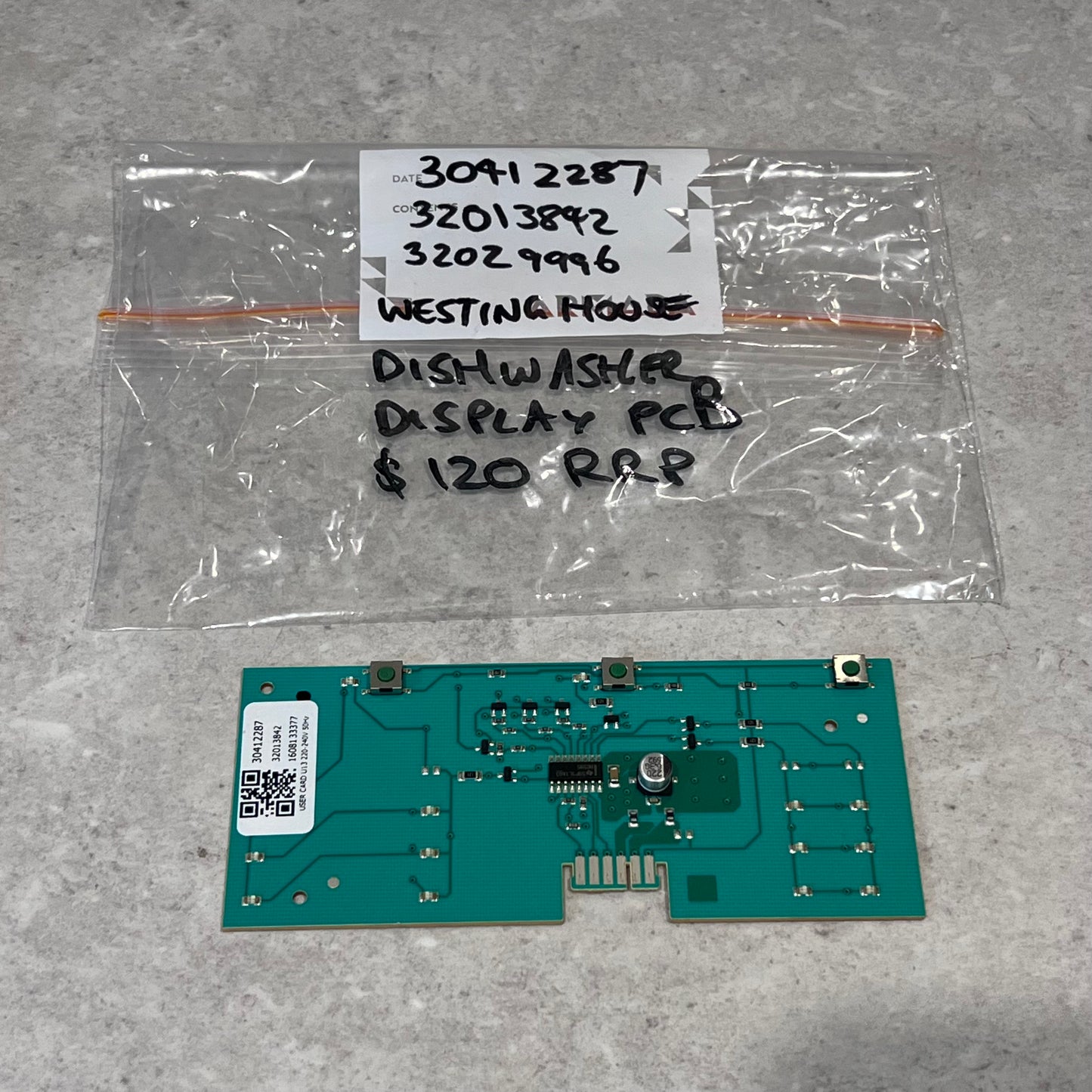 Westinghouse dishwasher display PCB circuit board replacement