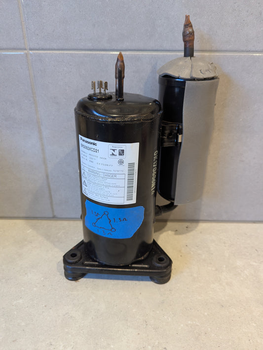 Panasonic rotary compressor unit with label and connectors