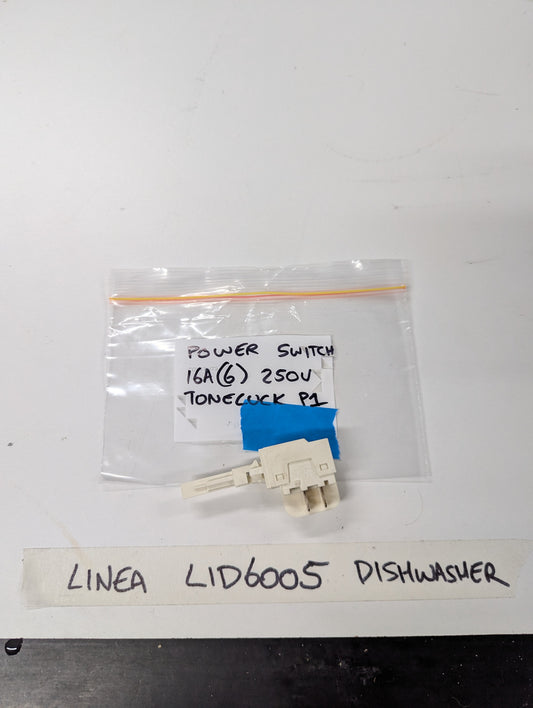 Linea LID6005 dishwasher power switch replacement photographed on a white surface