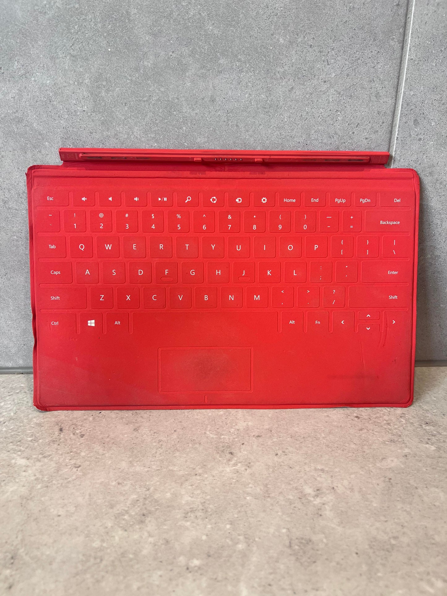 Red Surface Touch Keyboard Cover with keyboard layout and touchpad