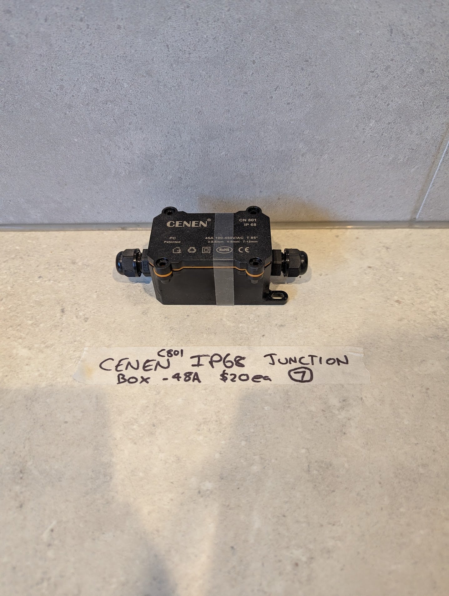 CENEN C801 IP68 waterproof electrical junction box on a light surface