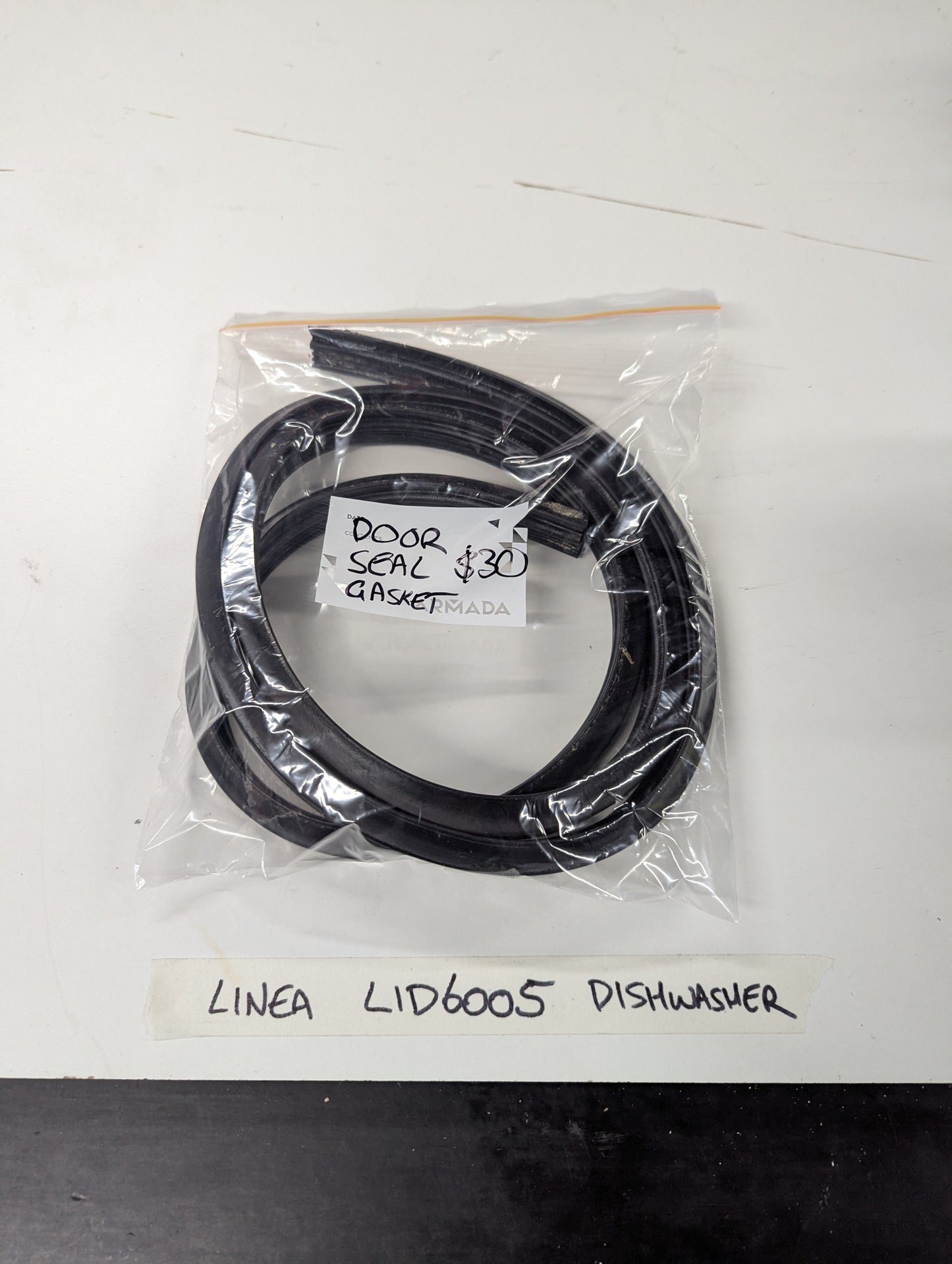 Linea LID6005 dishwasher door seal gasket replacement in clear plastic bag