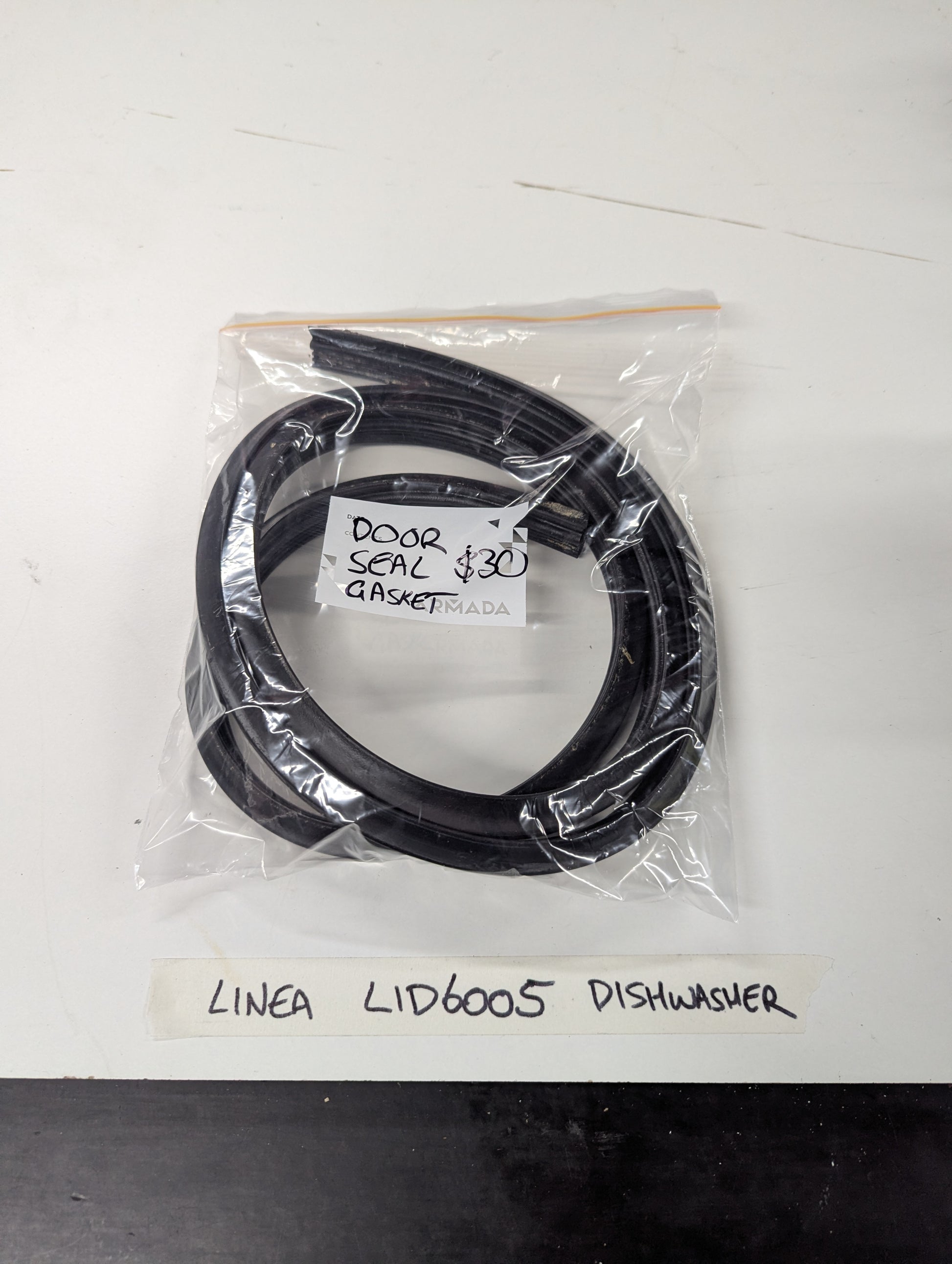 Linea LID6005 dishwasher door seal gasket replacement in clear plastic bag