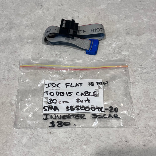 TENSOLITE IDC flat 16 pin TODB15 cable with label and storage bag on countertop