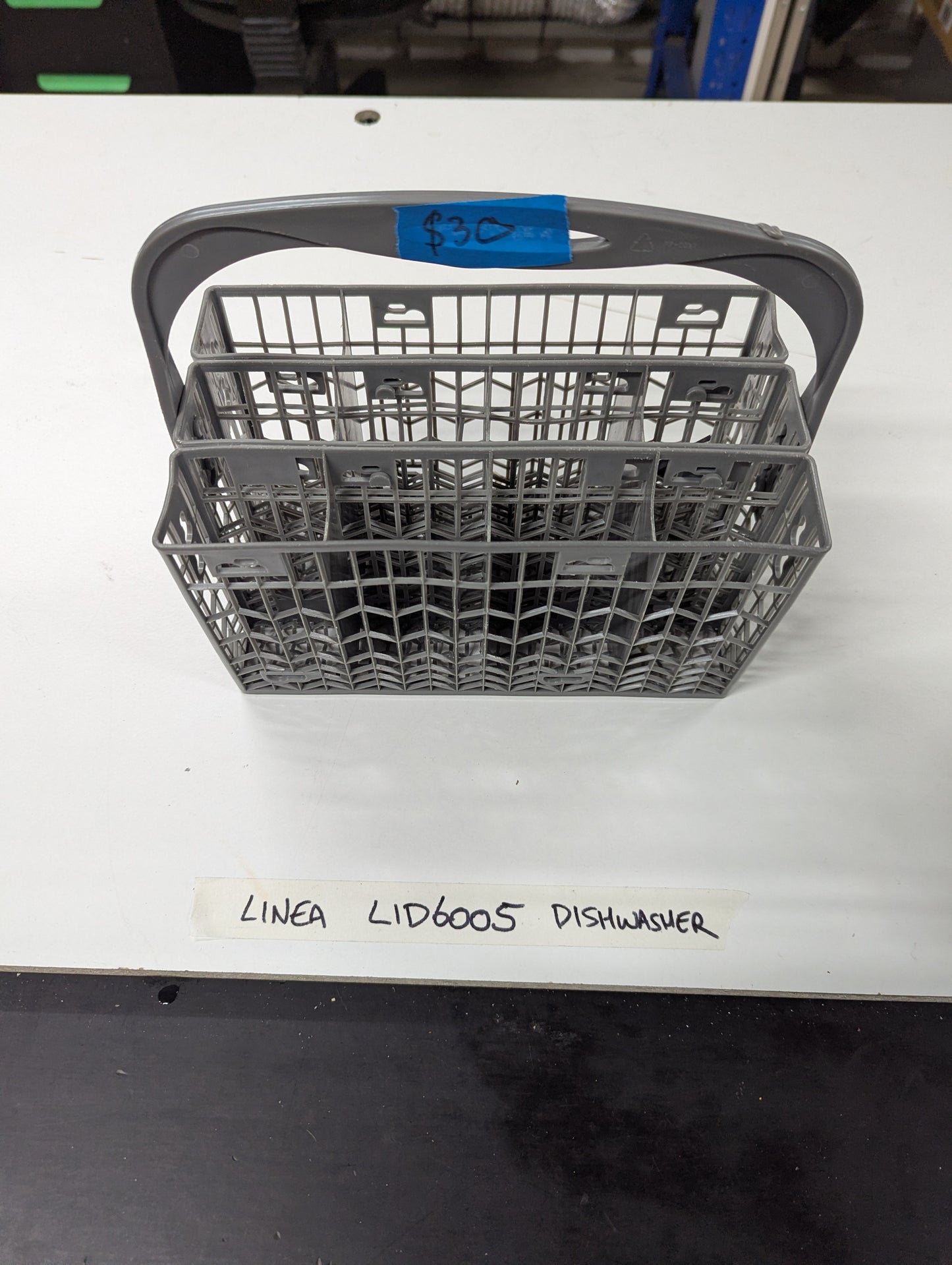 Linea LID6005 dishwasher cutlery basket in grey plastic with handle