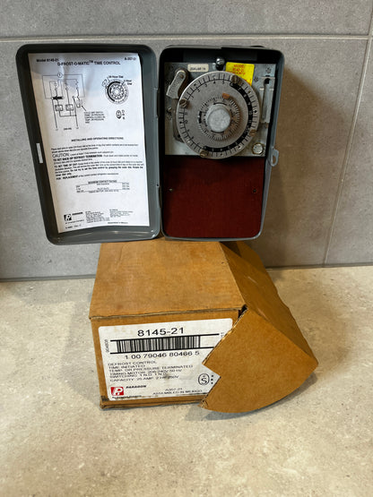 Paragon 8145-21 Defrost Control Timer open showing internal dial and instructions