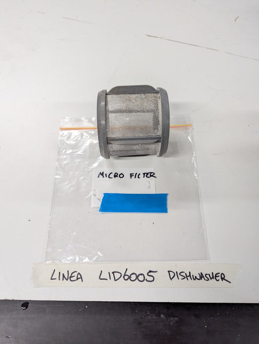 Linea LID6005 dishwasher micro filter on labeled bag