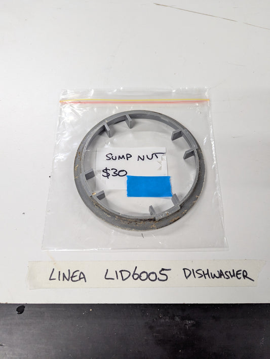 Linea LID6005 dishwasher sump nut replacement part in clear bag