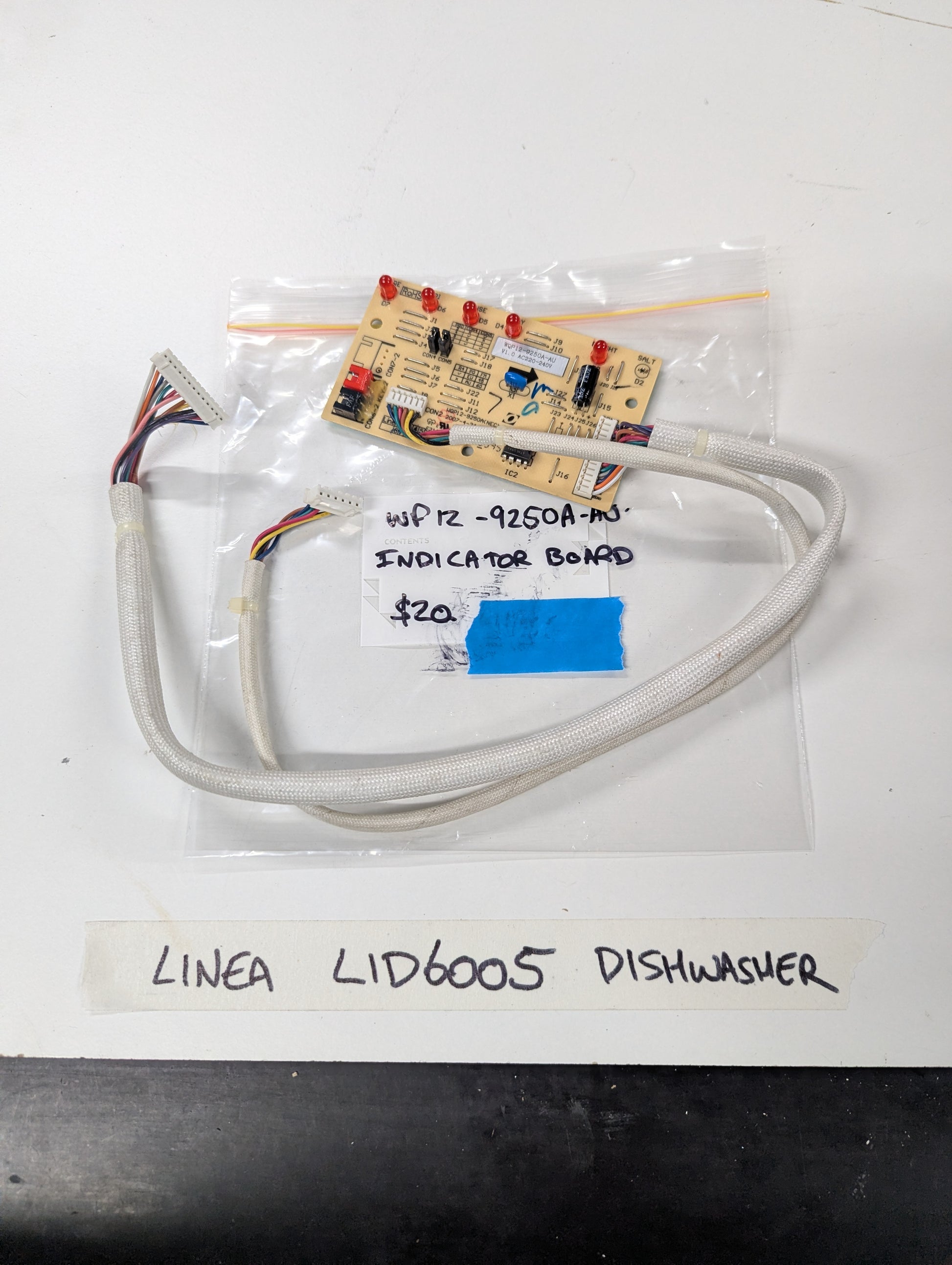 Linea LID6005 dishwasher indicator board with wiring harness