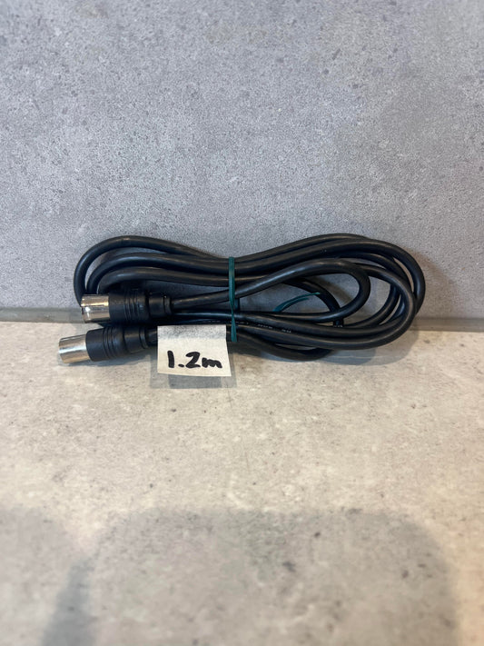 Coiled 1.2 meter black coaxial cable with metal connectors