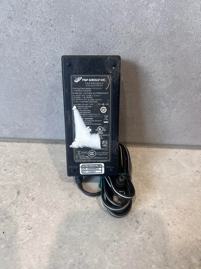 FSP Group 12V 3.33A black power adapter with cord on gray surface