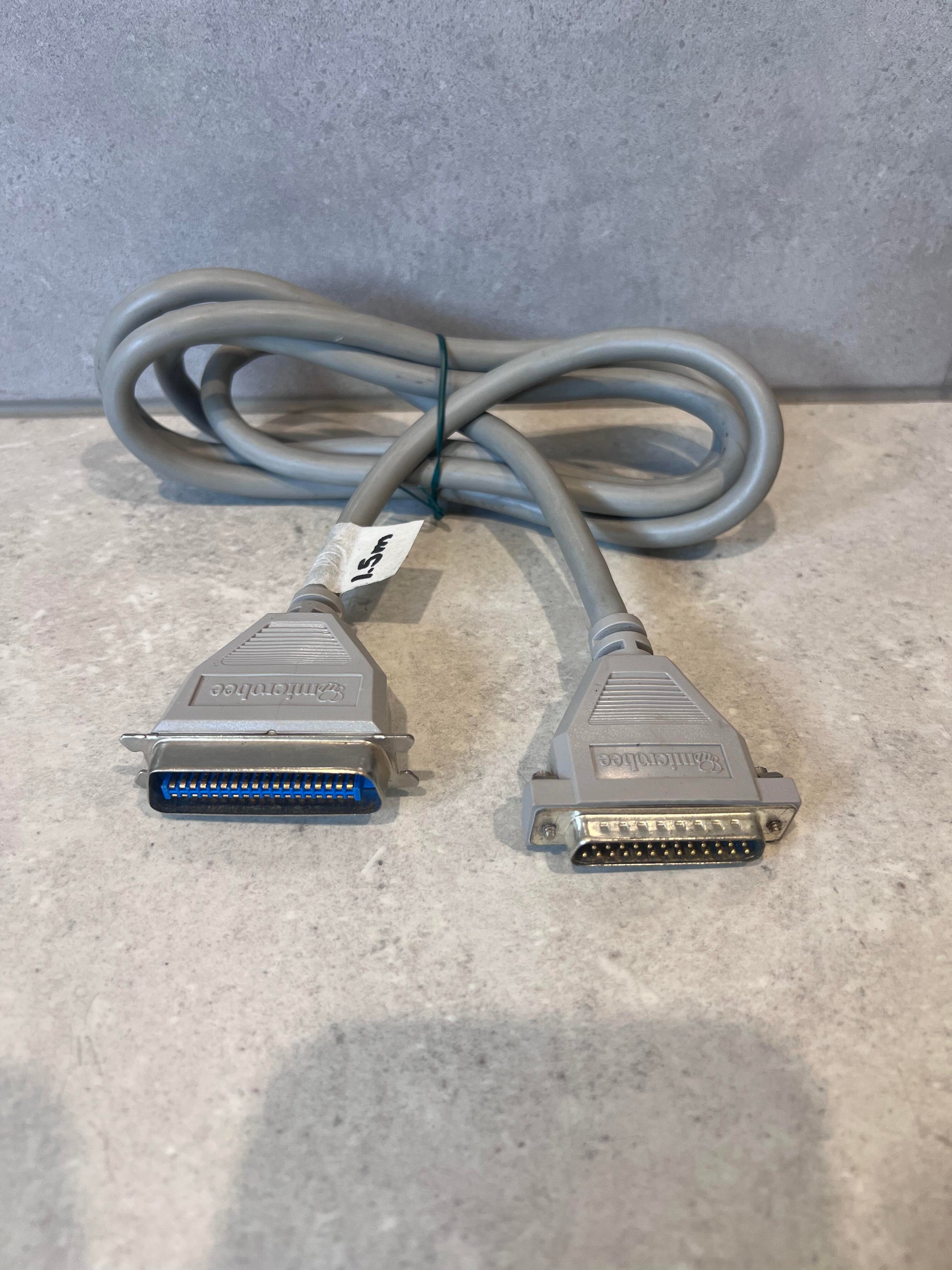 Centronics parallel printer cable with two connectors, gray color