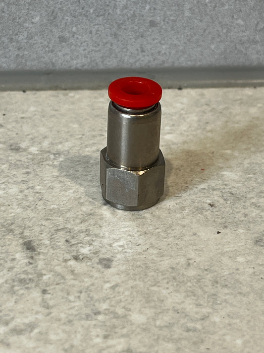 Stainless steel push-to-connect fitting with red seal ring