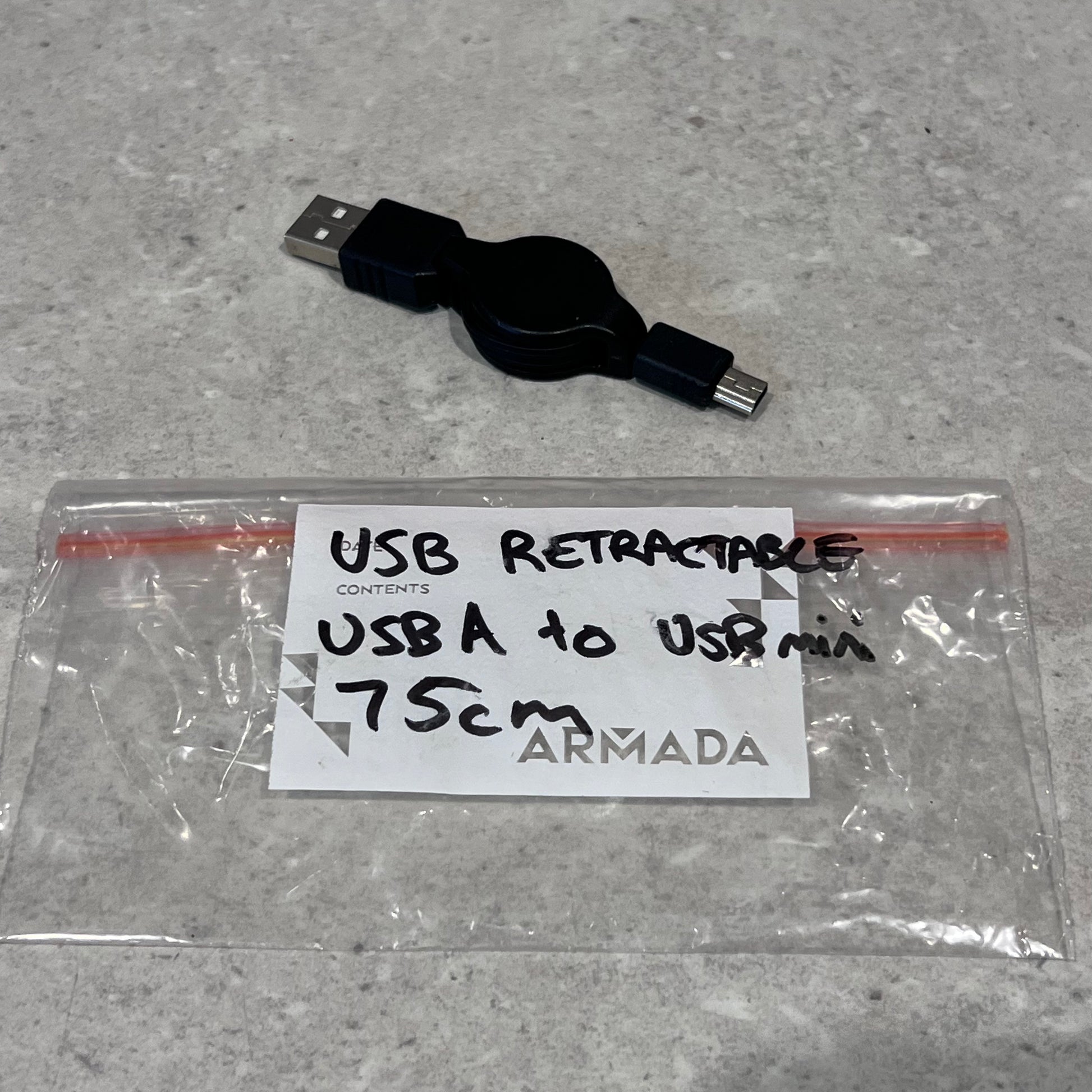 Retractable USB-A to USB Mini cable