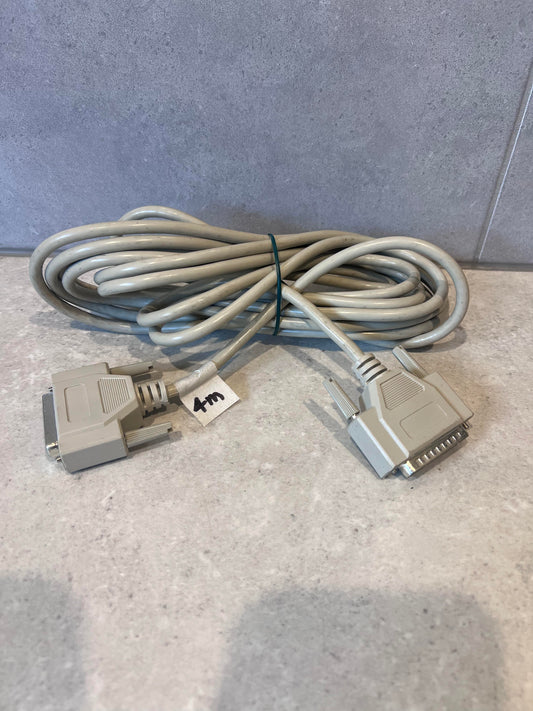Coiled 4 meter DB25 serial cable with connectors on both ends