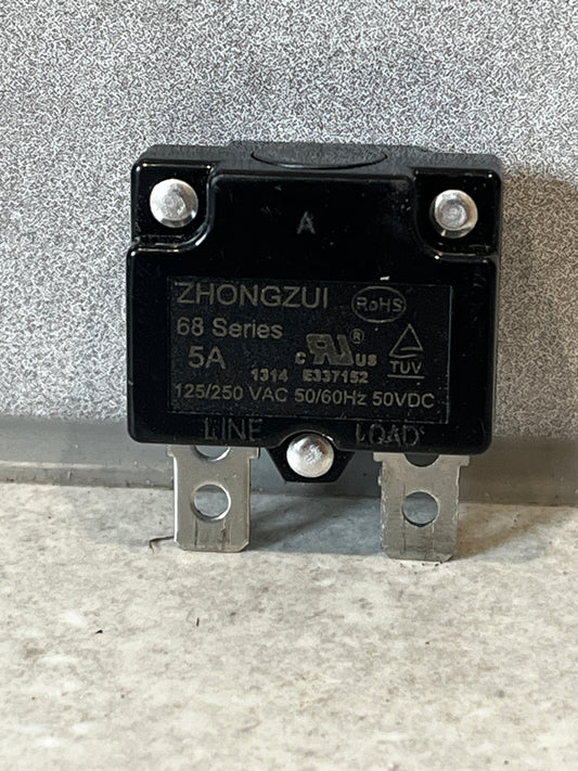 ZHONGZUI 68 Series 5A black circuit breaker front view