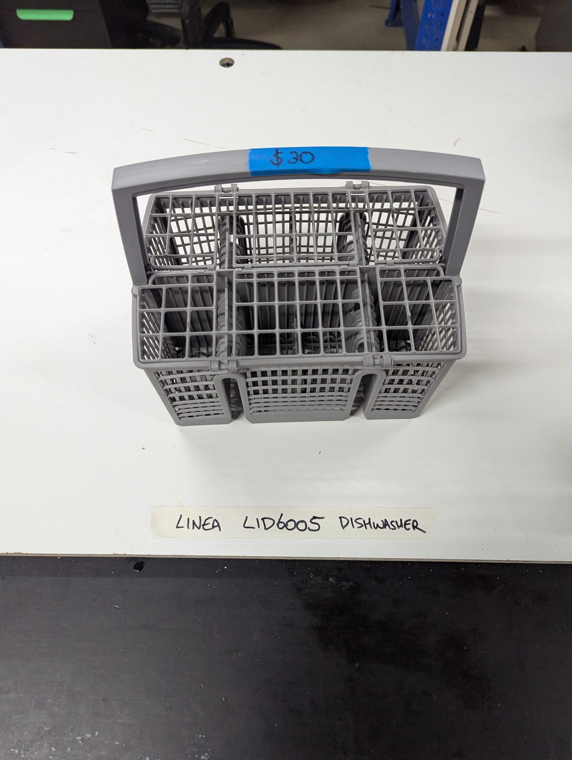 Gray plastic dishwasher cutlery basket with handle for Linea LID6005