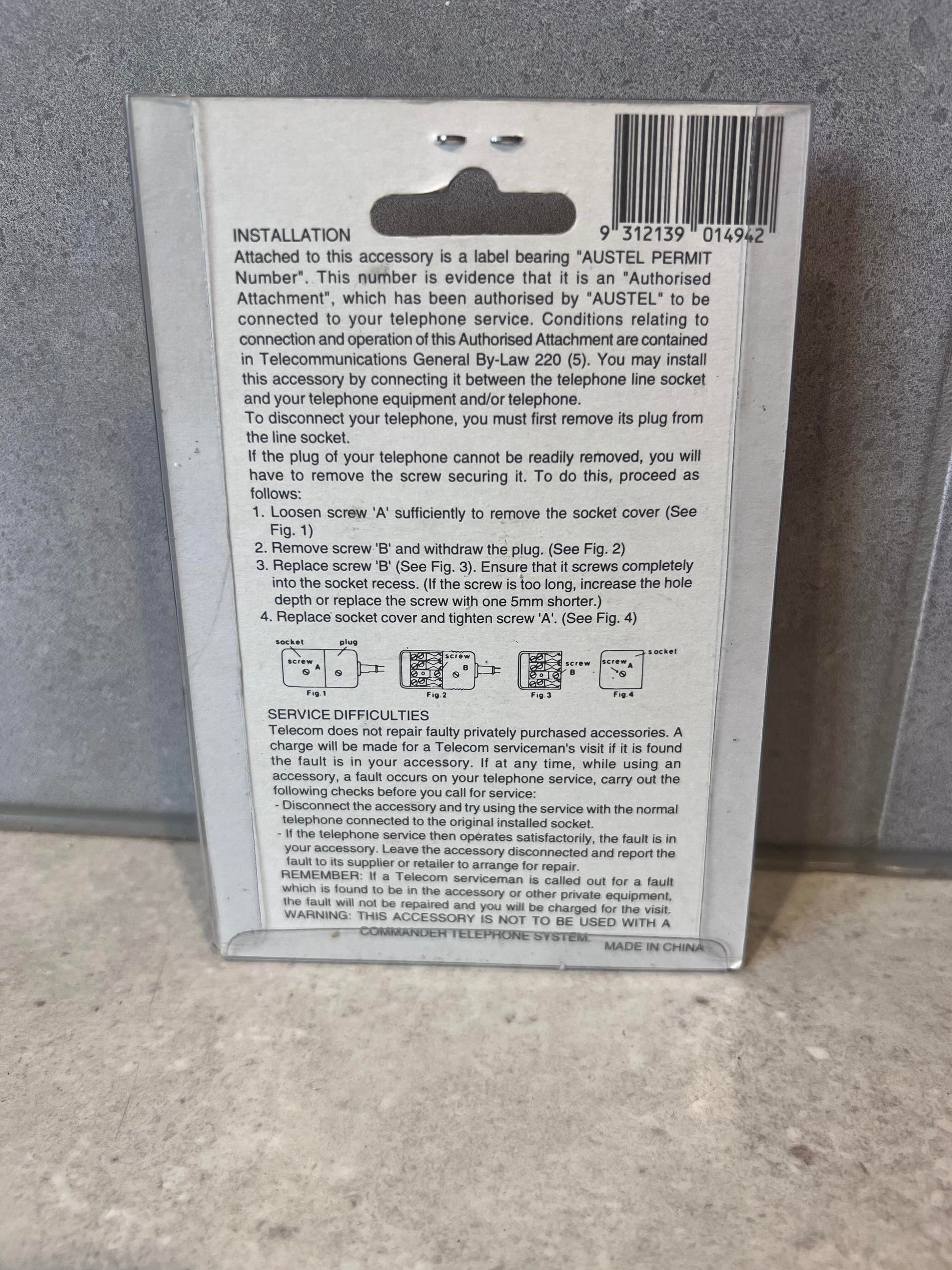Back of Embertec power saver plug packaging with installation instructions