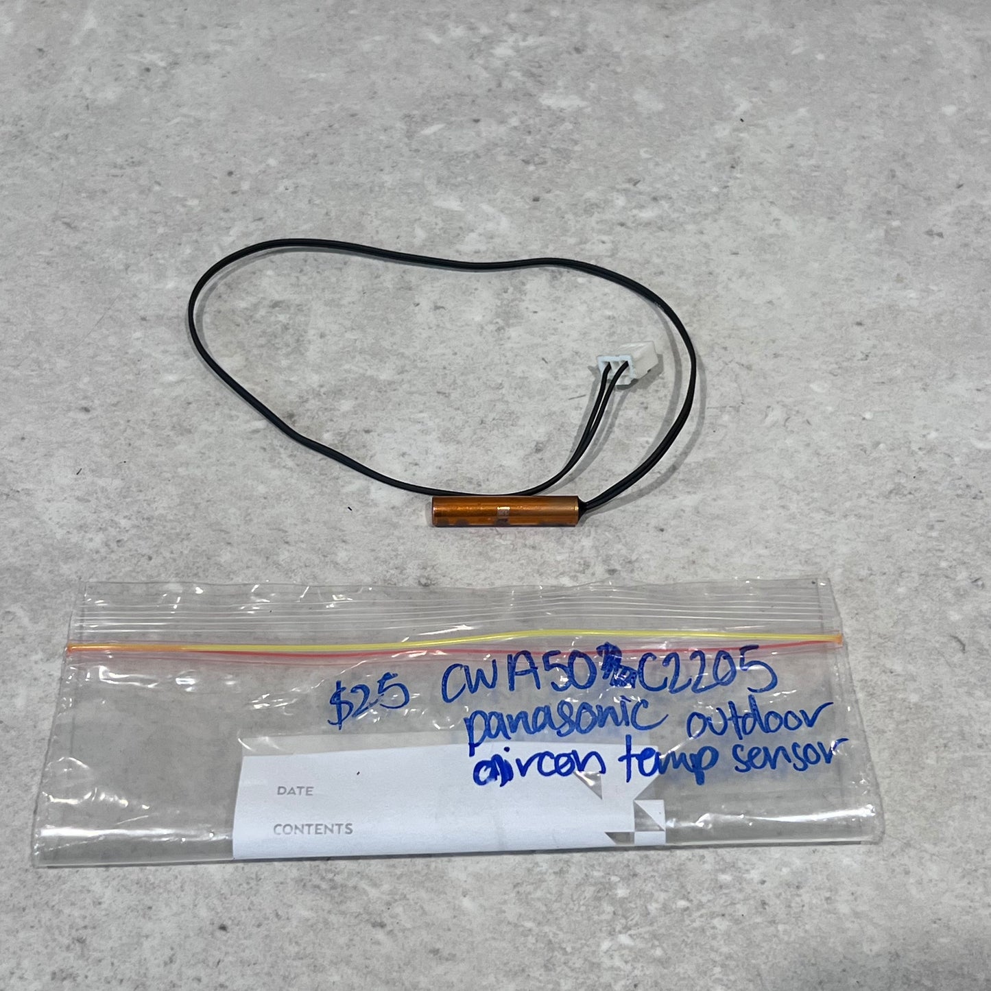 Panasonic outdoor air conditioner temperature sensor with connector and labeled bag