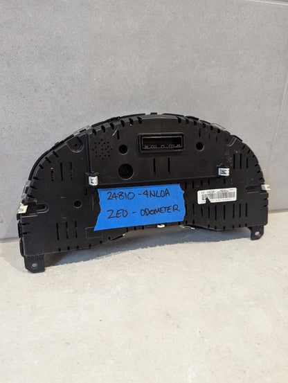 Rear view of Nissan Leaf ZE0 odometer cluster showing connectors and part number