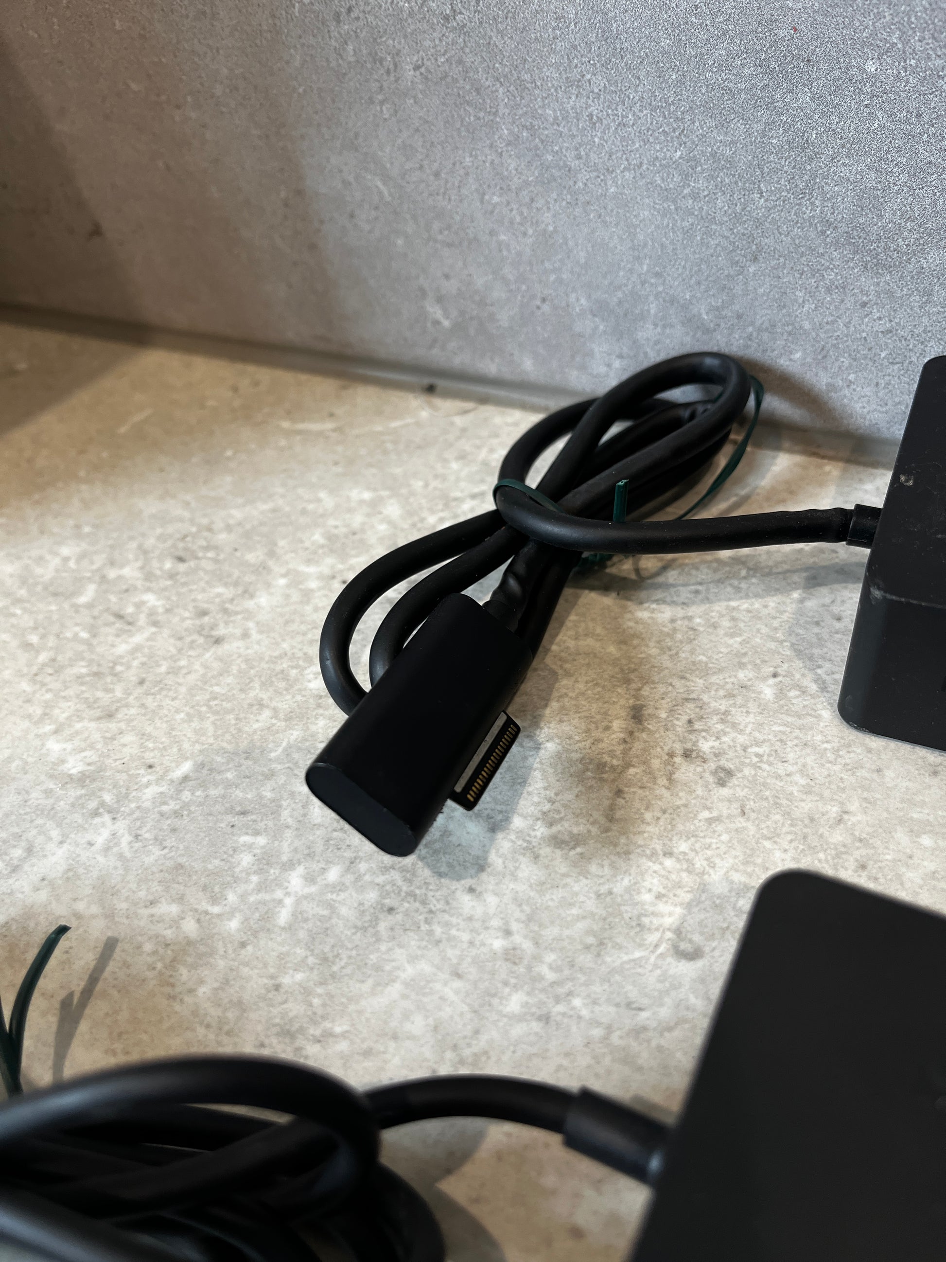 Close-up of Microsoft Surface power adapter magnetic connector
