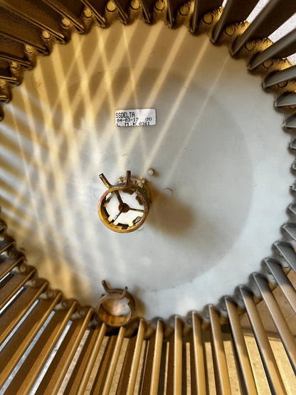 Close-up view of internal mounting hub and blades of HVAC blower wheel