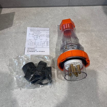 Clipsal 5 pin 63A industrial plug with installation manual and accessories