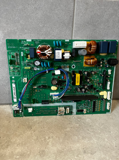 Front view of assembled printed circuit board with components