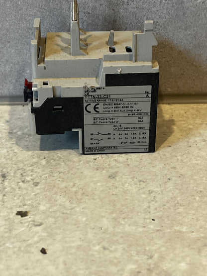 Rear view of Sprecher+Schuh CT7N thermal overload relay with technical specifications label