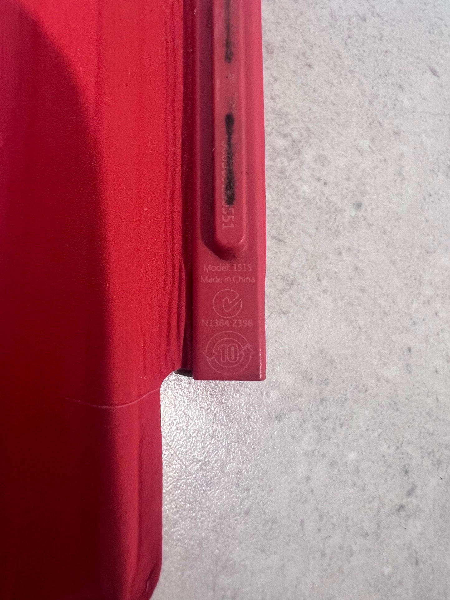 Model number detail on Red Surface Touch Keyboard Cover