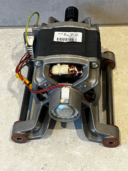 Rear angled view of C.E.SET 3-phase washer motor displaying wiring and mounting.