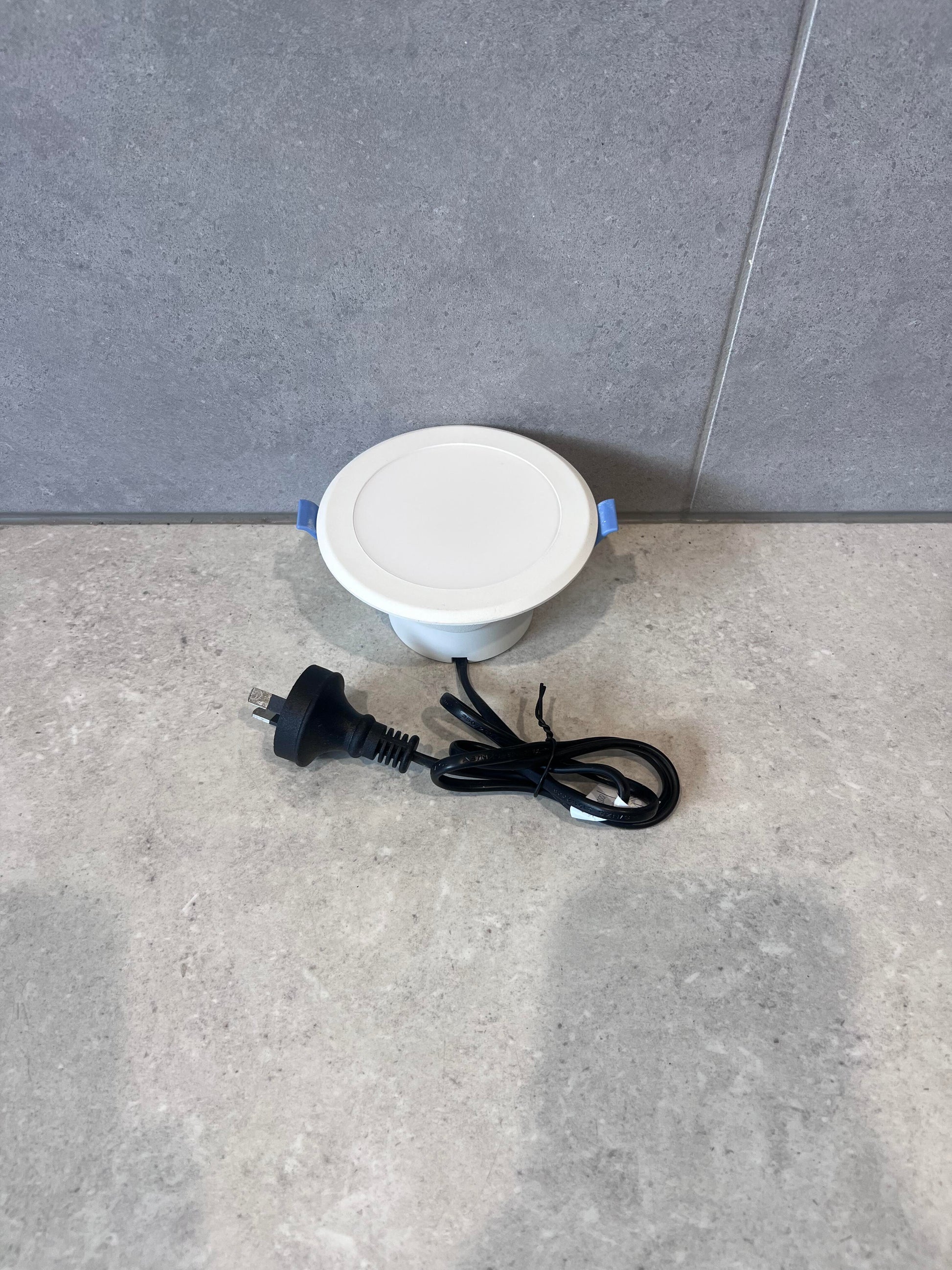 Front view Mirabella LED downlight with attached power cable