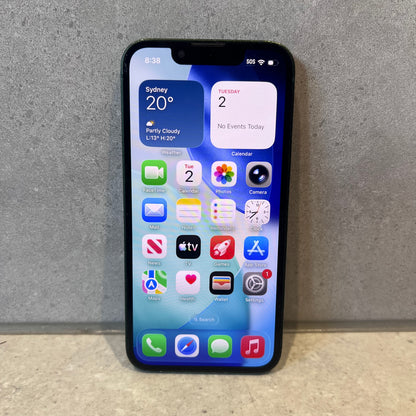 Angled view of iPhone 13 Mini showing screen and side volume buttons