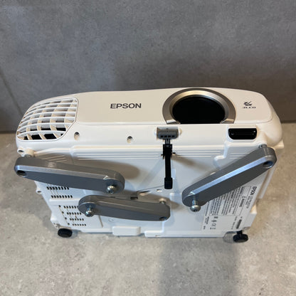 Bottom alternate angle of Epson EH-TW5200 projector displaying adjustable feet and mounting points