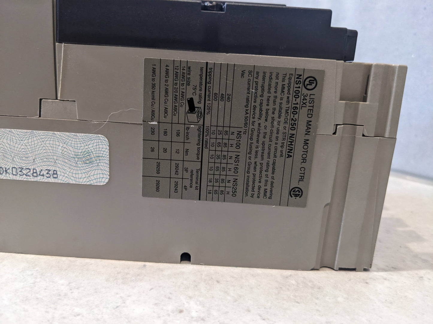 Merlin Gerin NS100N 100A 3P 25kA 750V MA100 Circuit Breaker Motor Protection