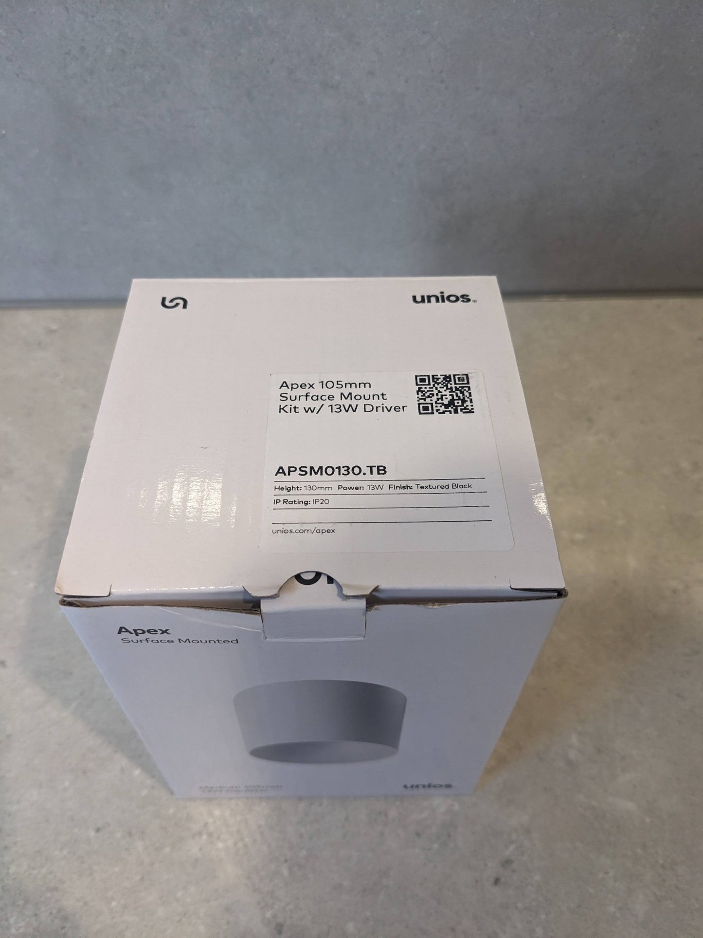 Unios Apex LED Downlight 13W Surface Mount Medium Canister Black