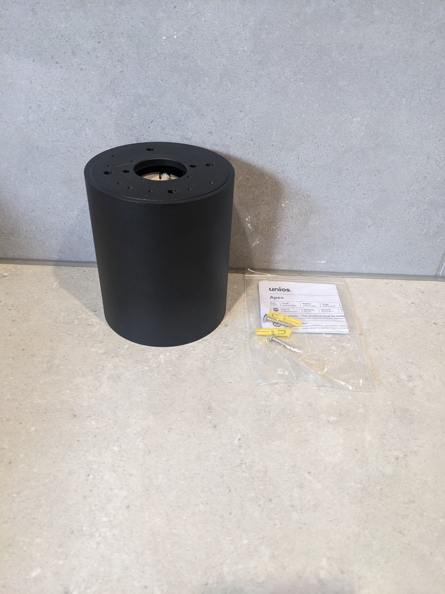 Unios Apex LED Downlight 13W Surface Mount Medium Canister Black
