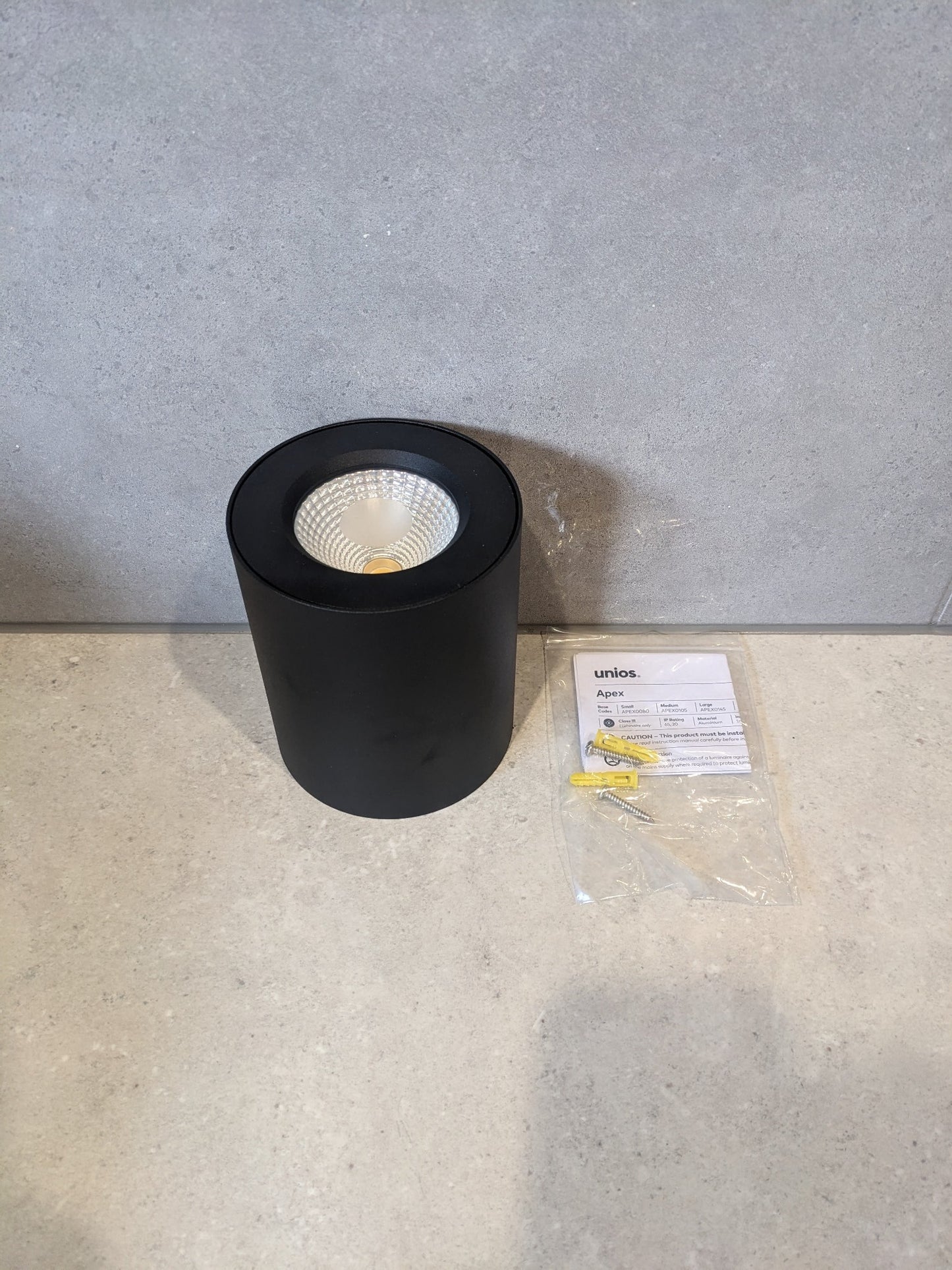 Unios Apex LED Downlight 13W Surface Mount Medium Canister Black