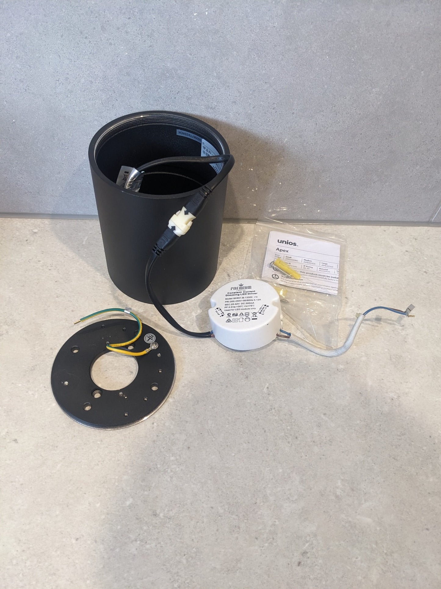 Unios Apex LED Downlight 13W Surface Mount Medium Canister Black