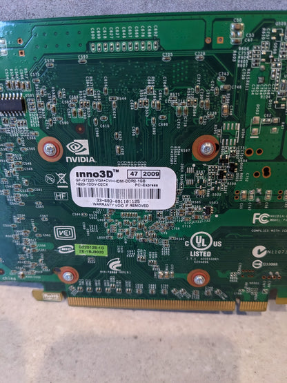 GeForce GT 220, 1GB DDR2, 128 BIT, DVI, HDMI, VGA, PCI-E, INNO3D - WORKING